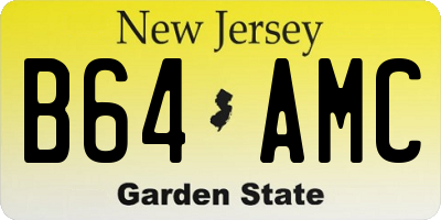 NJ license plate B64AMC