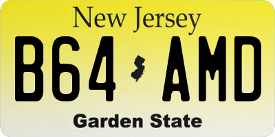 NJ license plate B64AMD