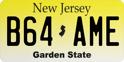 NJ license plate B64AME