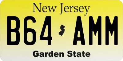 NJ license plate B64AMM