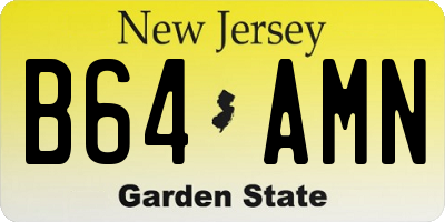 NJ license plate B64AMN