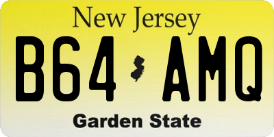 NJ license plate B64AMQ