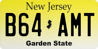 NJ license plate B64AMT