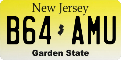 NJ license plate B64AMU