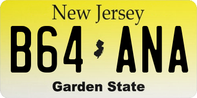 NJ license plate B64ANA
