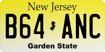 NJ license plate B64ANC