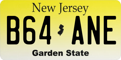 NJ license plate B64ANE