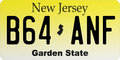 NJ license plate B64ANF