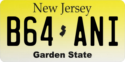 NJ license plate B64ANI