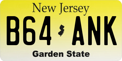 NJ license plate B64ANK