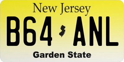 NJ license plate B64ANL