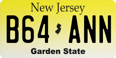 NJ license plate B64ANN