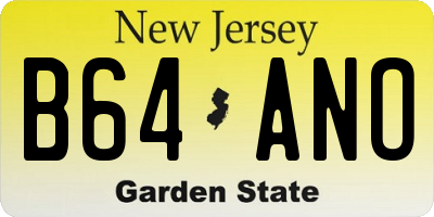 NJ license plate B64ANO