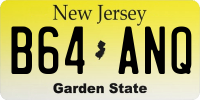 NJ license plate B64ANQ