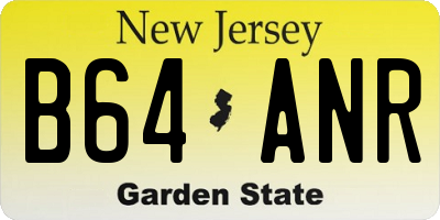 NJ license plate B64ANR