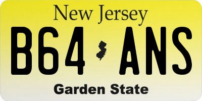 NJ license plate B64ANS