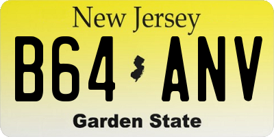 NJ license plate B64ANV