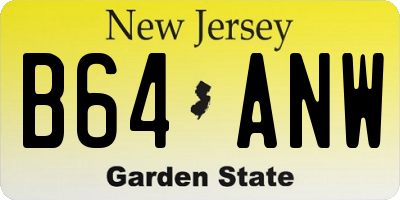 NJ license plate B64ANW