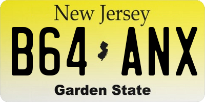 NJ license plate B64ANX