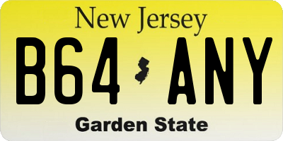 NJ license plate B64ANY