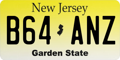 NJ license plate B64ANZ