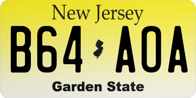 NJ license plate B64AOA