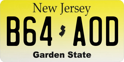 NJ license plate B64AOD