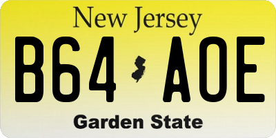 NJ license plate B64AOE