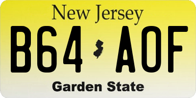 NJ license plate B64AOF