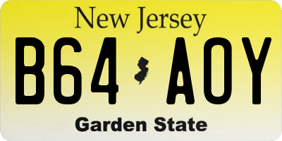 NJ license plate B64AOY