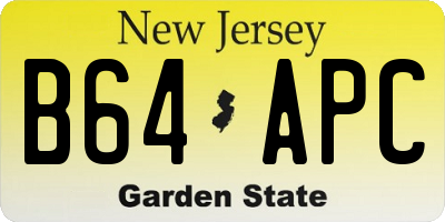 NJ license plate B64APC