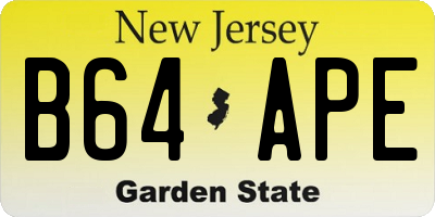 NJ license plate B64APE