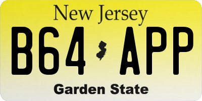 NJ license plate B64APP