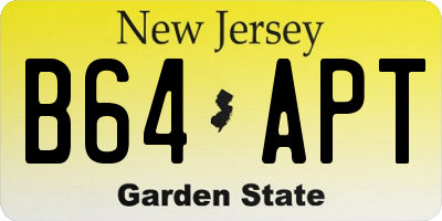 NJ license plate B64APT