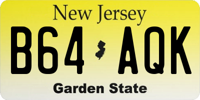 NJ license plate B64AQK