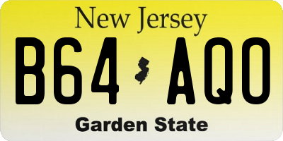NJ license plate B64AQO