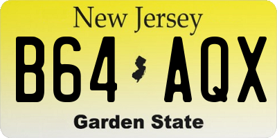 NJ license plate B64AQX