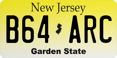 NJ license plate B64ARC