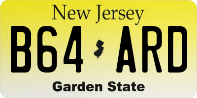 NJ license plate B64ARD