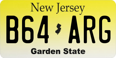 NJ license plate B64ARG