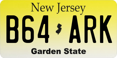NJ license plate B64ARK