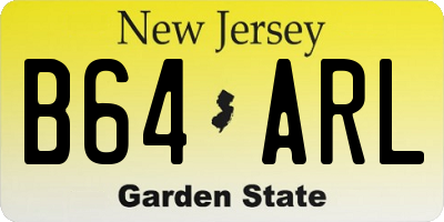 NJ license plate B64ARL
