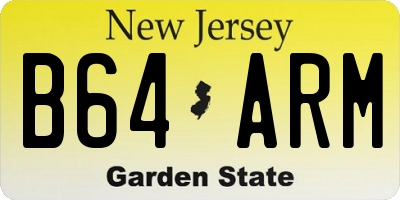 NJ license plate B64ARM