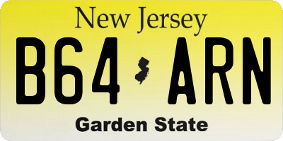 NJ license plate B64ARN