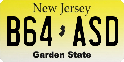 NJ license plate B64ASD