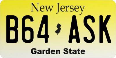 NJ license plate B64ASK