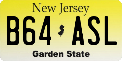 NJ license plate B64ASL