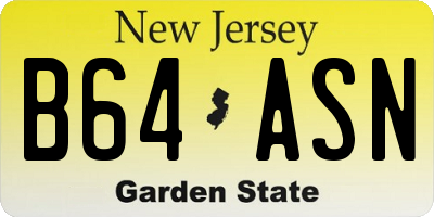 NJ license plate B64ASN