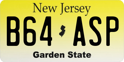 NJ license plate B64ASP