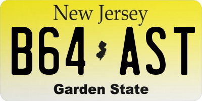 NJ license plate B64AST
